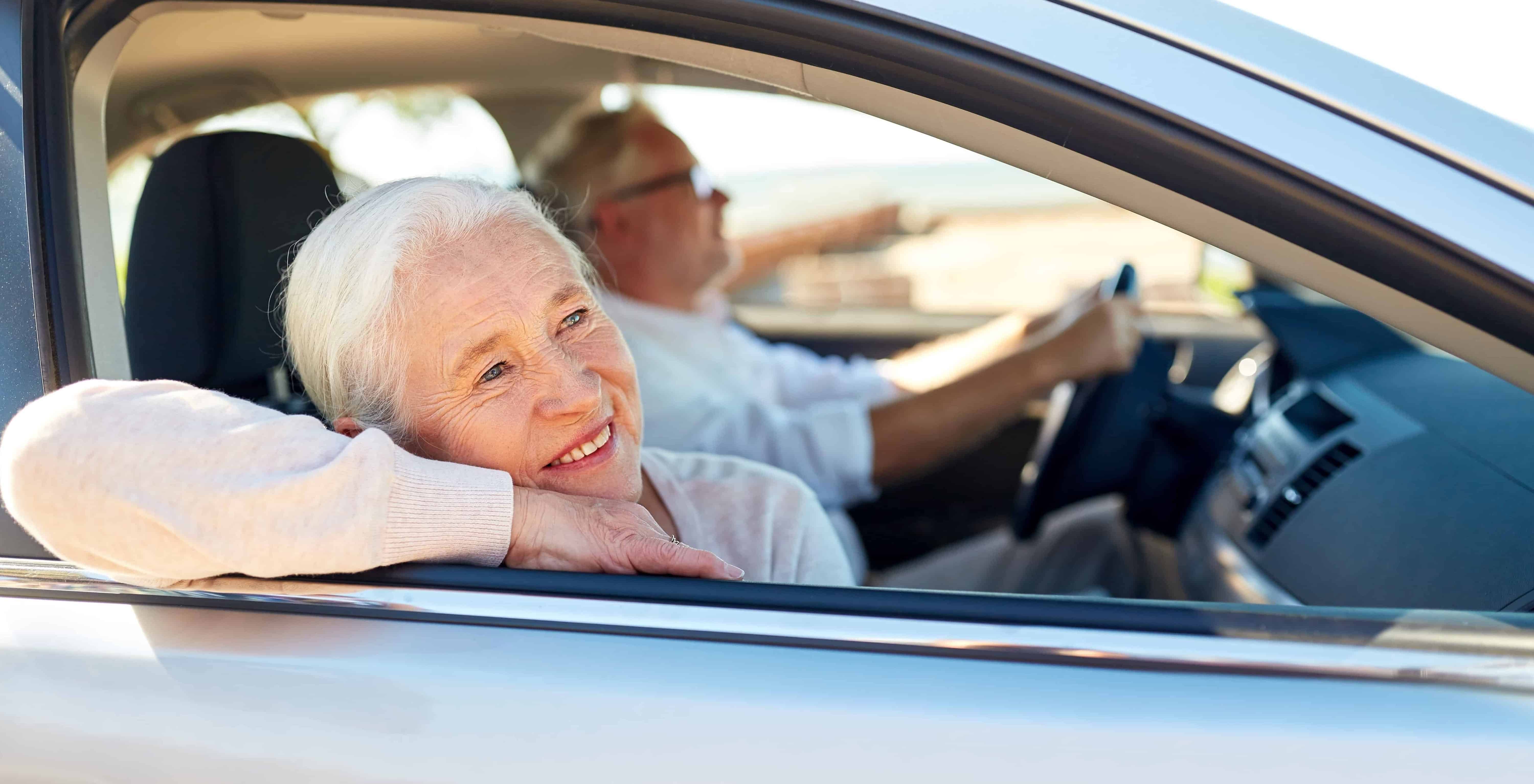 Senior with a rent a car